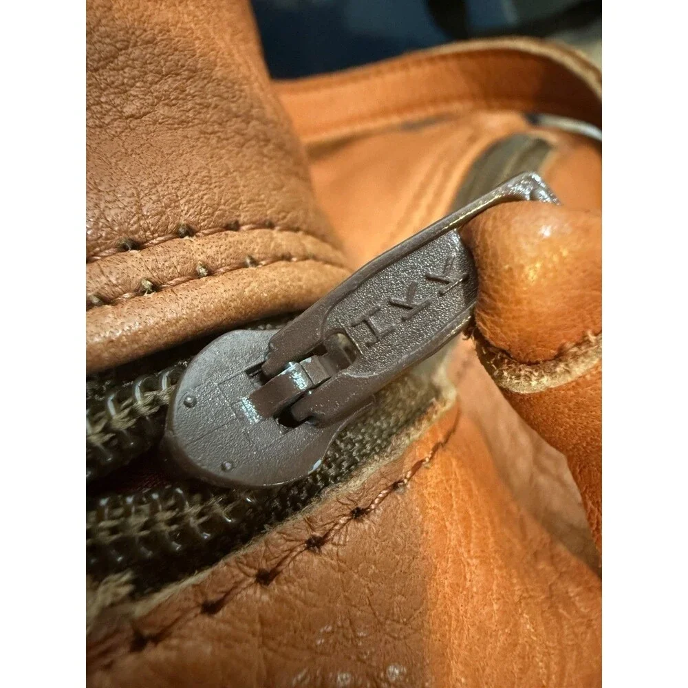 Women's Vintage Genuine Leather Orange Brown Bag Shoulder Purse Zippers Pockets